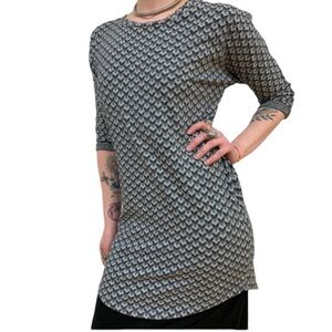 Floating Lotus Organics NWT Small Top Tunic Dress Black White Gray Jacquard NWT